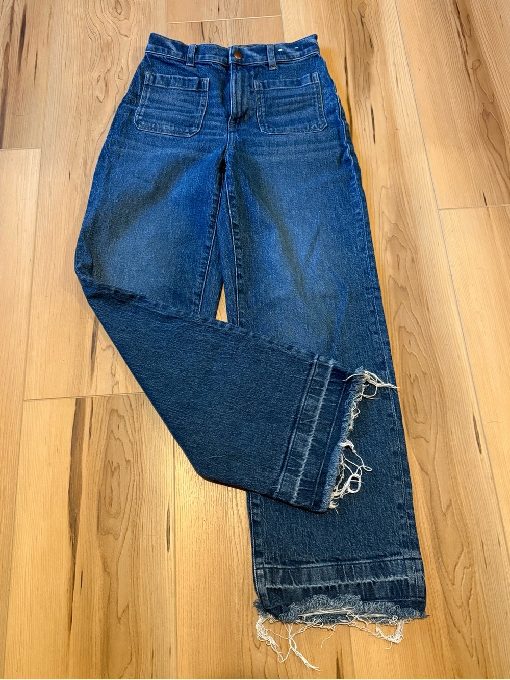 Madewell Emmett wide leg jeans raw hem medium wash size 25